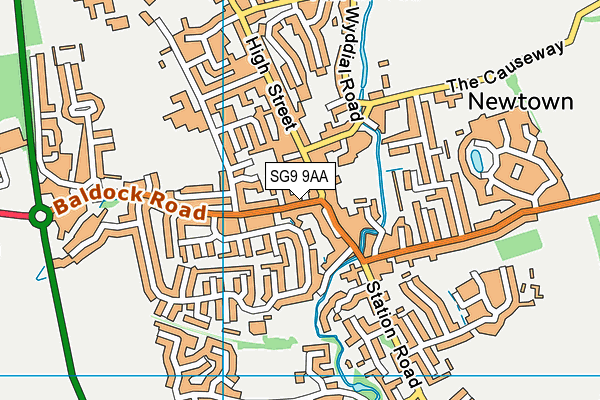 SG9 9AA map - OS VectorMap District (Ordnance Survey)
