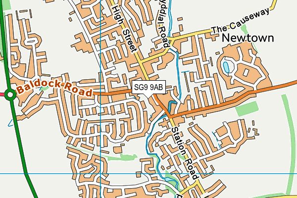 SG9 9AB map - OS VectorMap District (Ordnance Survey)