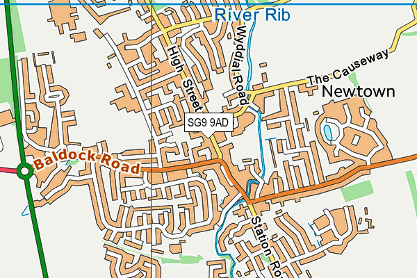 SG9 9AD map - OS VectorMap District (Ordnance Survey)