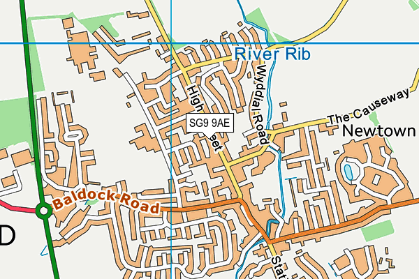 SG9 9AE map - OS VectorMap District (Ordnance Survey)