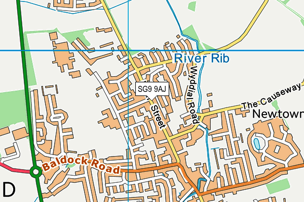 SG9 9AJ map - OS VectorMap District (Ordnance Survey)