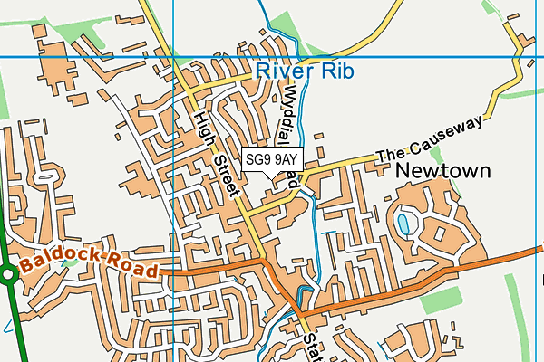 SG9 9AY map - OS VectorMap District (Ordnance Survey)