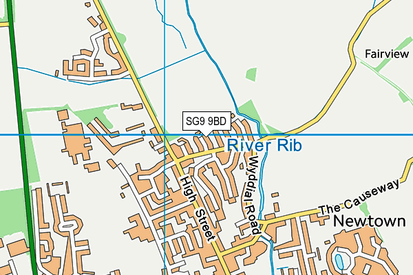SG9 9BD map - OS VectorMap District (Ordnance Survey)