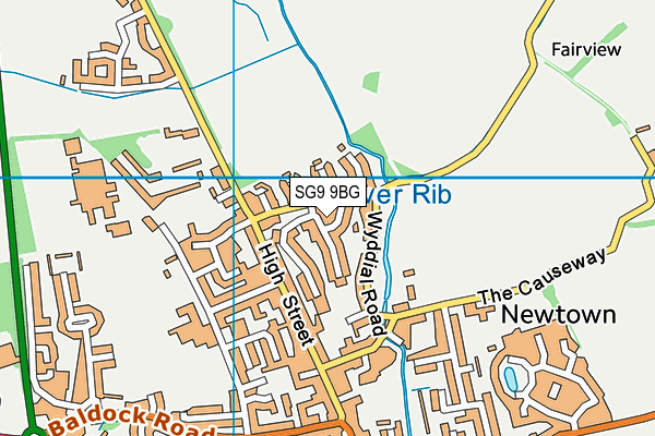 SG9 9BG map - OS VectorMap District (Ordnance Survey)