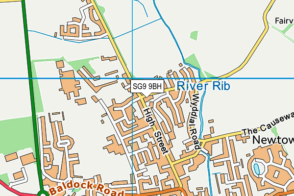 SG9 9BH map - OS VectorMap District (Ordnance Survey)