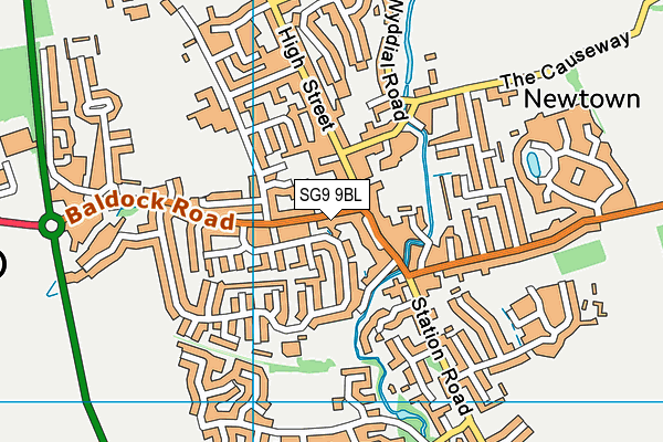 SG9 9BL map - OS VectorMap District (Ordnance Survey)