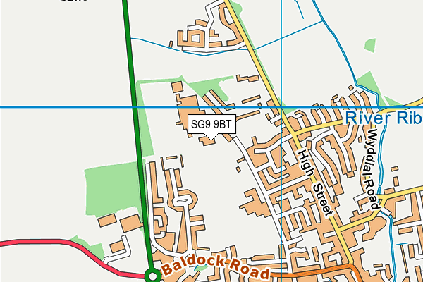 Freman College map (SG9 9BT) - OS VectorMap District (Ordnance Survey)