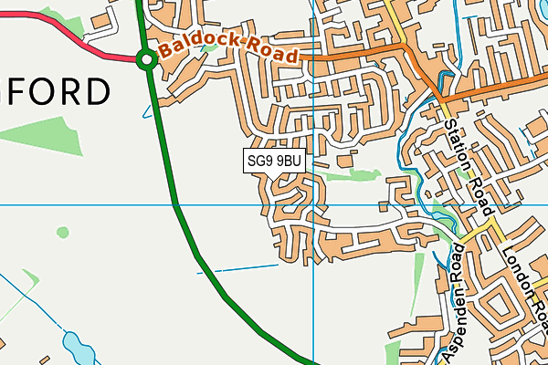 SG9 9BU map - OS VectorMap District (Ordnance Survey)
