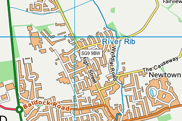 SG9 9BW map - OS VectorMap District (Ordnance Survey)