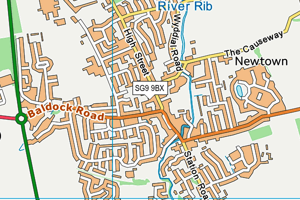 SG9 9BX map - OS VectorMap District (Ordnance Survey)