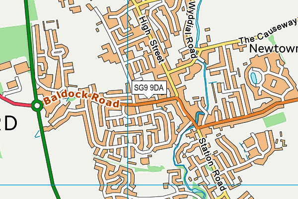 SG9 9DA map - OS VectorMap District (Ordnance Survey)