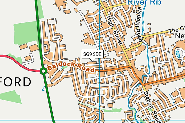 SG9 9DE map - OS VectorMap District (Ordnance Survey)