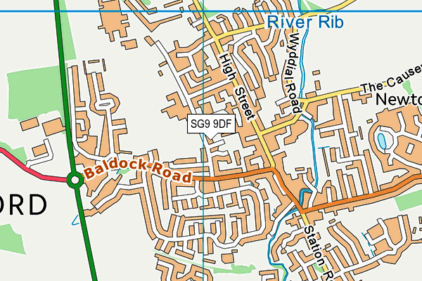 SG9 9DF map - OS VectorMap District (Ordnance Survey)