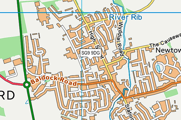 SG9 9DG map - OS VectorMap District (Ordnance Survey)
