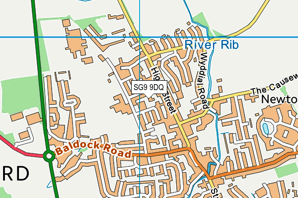 SG9 9DQ map - OS VectorMap District (Ordnance Survey)