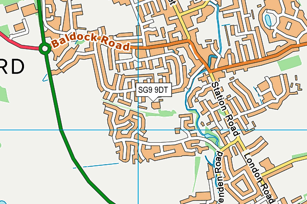 SG9 9DT map - OS VectorMap District (Ordnance Survey)