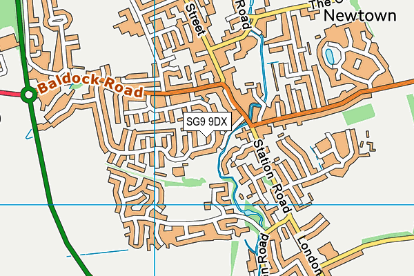 SG9 9DX map - OS VectorMap District (Ordnance Survey)
