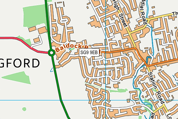 SG9 9EB map - OS VectorMap District (Ordnance Survey)