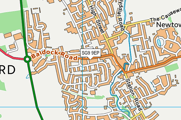 SG9 9EP map - OS VectorMap District (Ordnance Survey)