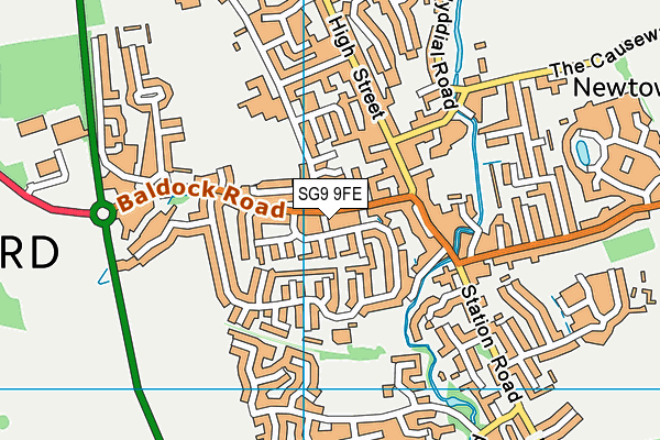 SG9 9FE map - OS VectorMap District (Ordnance Survey)