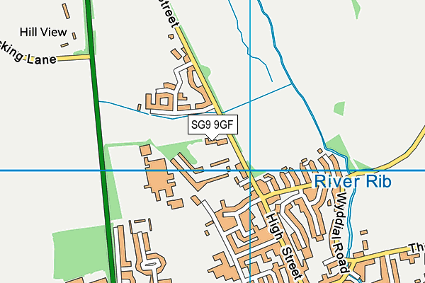 SG9 9GF map - OS VectorMap District (Ordnance Survey)