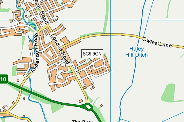 SG9 9GN map - OS VectorMap District (Ordnance Survey)