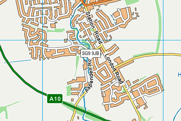 SG9 9JB map - OS VectorMap District (Ordnance Survey)