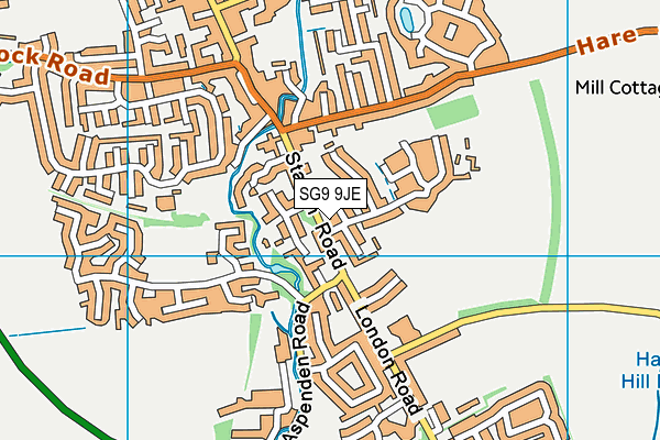 SG9 9JE map - OS VectorMap District (Ordnance Survey)