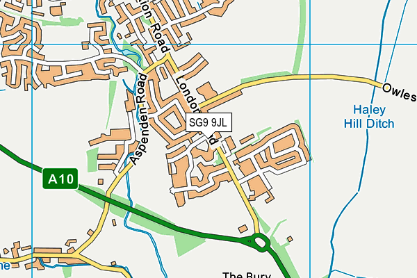 SG9 9JL map - OS VectorMap District (Ordnance Survey)