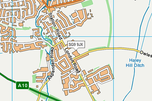 SG9 9JX map - OS VectorMap District (Ordnance Survey)