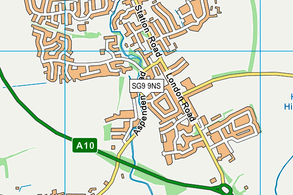 SG9 9NS map - OS VectorMap District (Ordnance Survey)