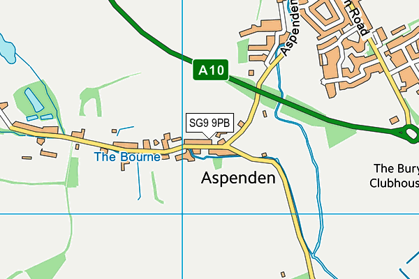 Aspenden Standon And Puckeridge Cricket Club map (SG9 9PB) - OS VectorMap District (Ordnance Survey)