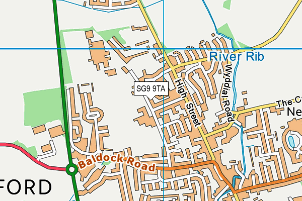 SG9 9TA map - OS VectorMap District (Ordnance Survey)