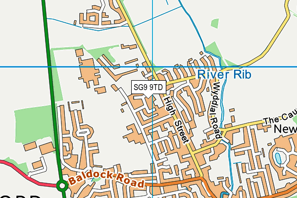 SG9 9TD map - OS VectorMap District (Ordnance Survey)