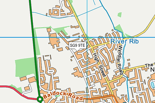 SG9 9TE map - OS VectorMap District (Ordnance Survey)