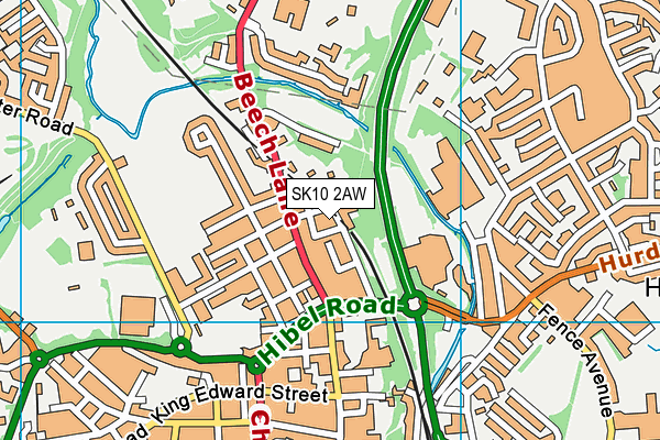 SK10 2AW map - OS VectorMap District (Ordnance Survey)