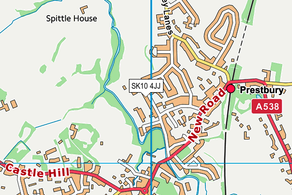 Prestbury CofE Primary School map (SK10 4JJ) - OS VectorMap District (Ordnance Survey)
