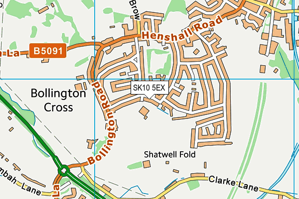 Bollington Health And Leisure Centre map (SK10 5EX) - OS VectorMap District (Ordnance Survey)