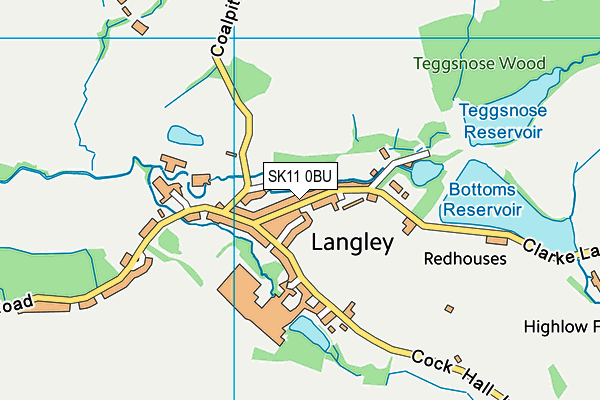Langley Methodist Church map (SK11 0BU) - OS VectorMap District (Ordnance Survey)
