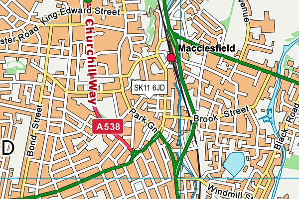 Everlast Gyms (Macclesfield) map (SK11 6JD) - OS VectorMap District (Ordnance Survey)