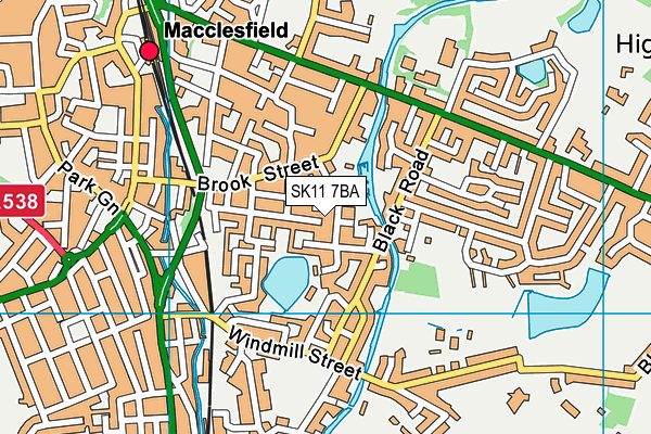 SK11 7BA map - OS VectorMap District (Ordnance Survey)