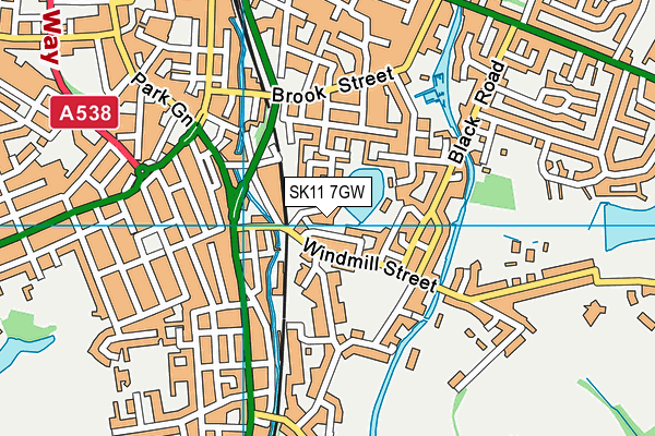 SK11 7GW map - OS VectorMap District (Ordnance Survey)