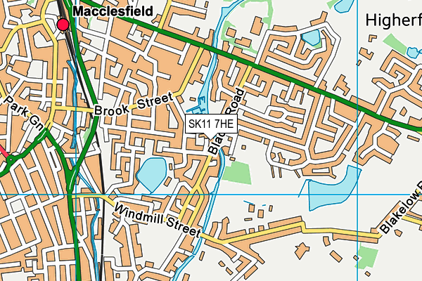 SK11 7HE map - OS VectorMap District (Ordnance Survey)
