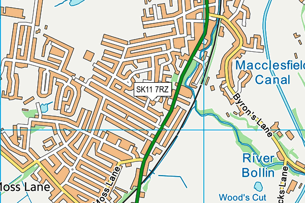 SK11 7RZ map - OS VectorMap District (Ordnance Survey)