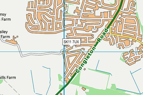 SK11 7UX map - OS VectorMap District (Ordnance Survey)