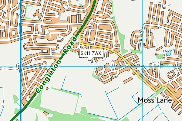 SK11 7WX map - OS VectorMap District (Ordnance Survey)