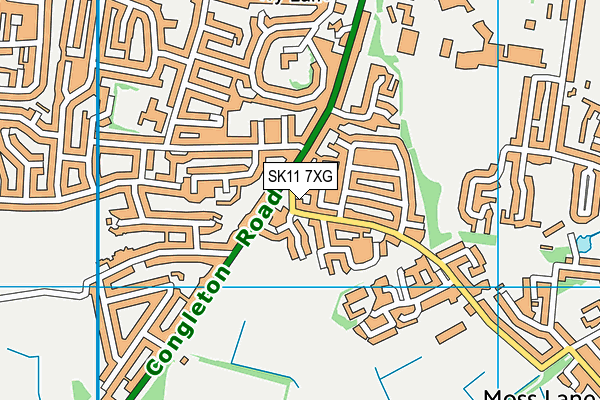 SK11 7XG map - OS VectorMap District (Ordnance Survey)