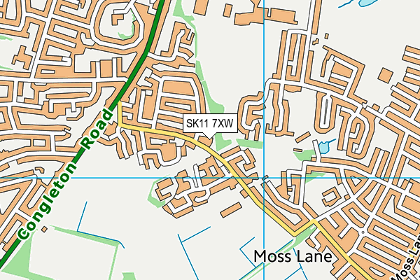 SK11 7XW map - OS VectorMap District (Ordnance Survey)