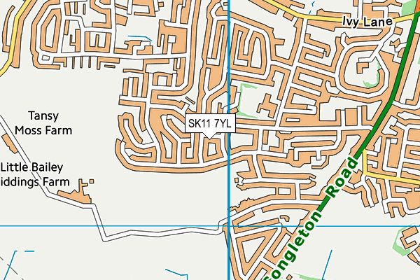 SK11 7YL map - OS VectorMap District (Ordnance Survey)