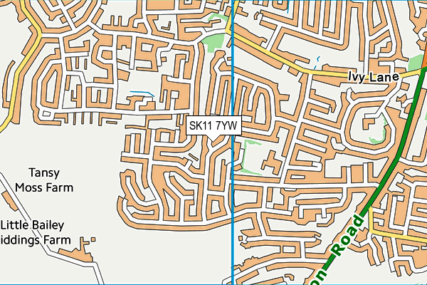 SK11 7YW map - OS VectorMap District (Ordnance Survey)